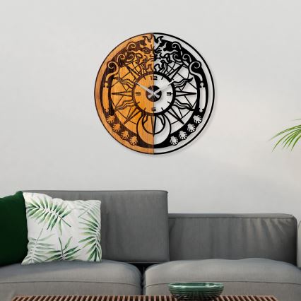 Wall clock d. 56 cm 1xAA wood/metal