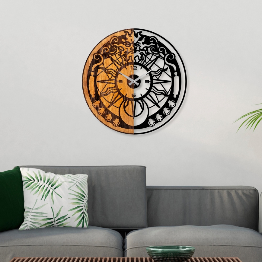 Wall clock d. 56 cm 1xAA wood/metal