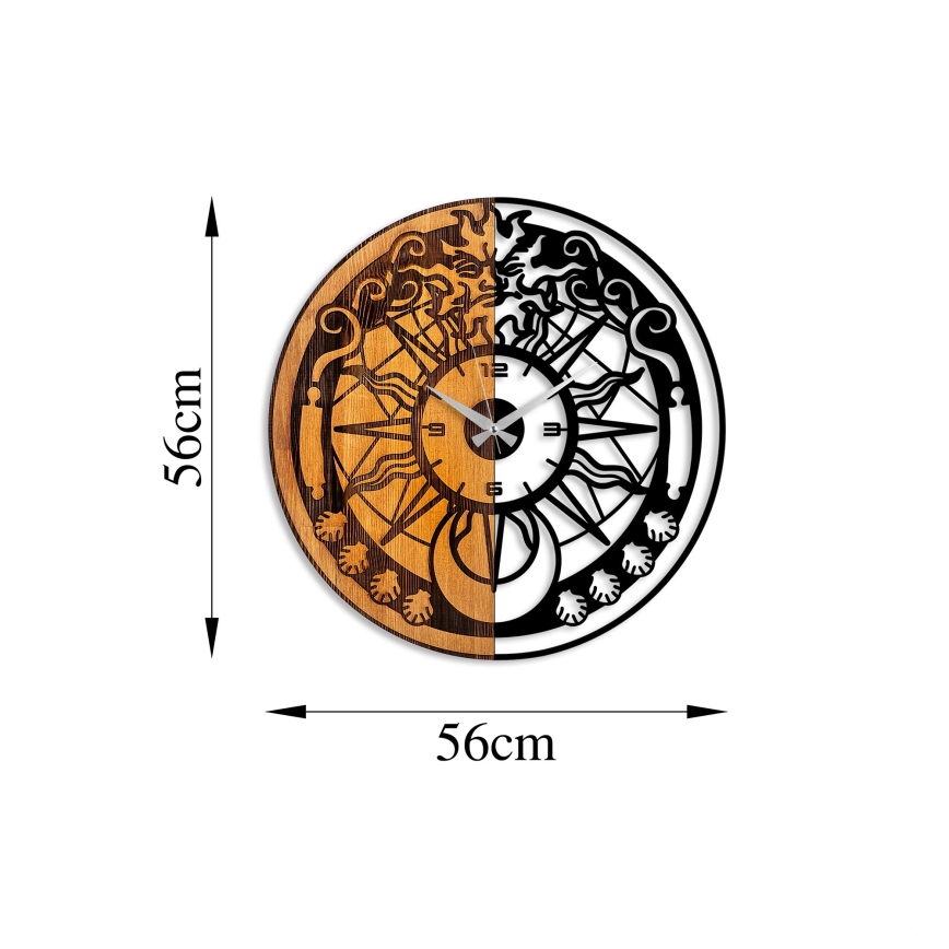 Wall clock d. 56 cm 1xAA wood/metal
