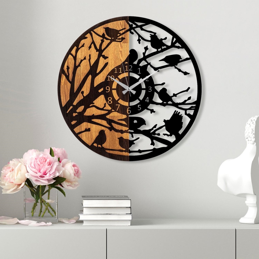 Wall clock d. 56 cm 1xAA wood/metal