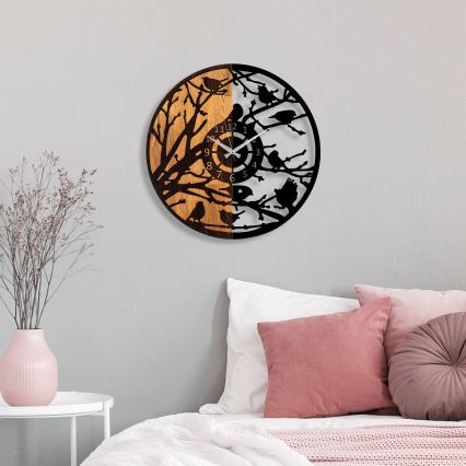 Wall clock d. 56 cm 1xAA wood/metal