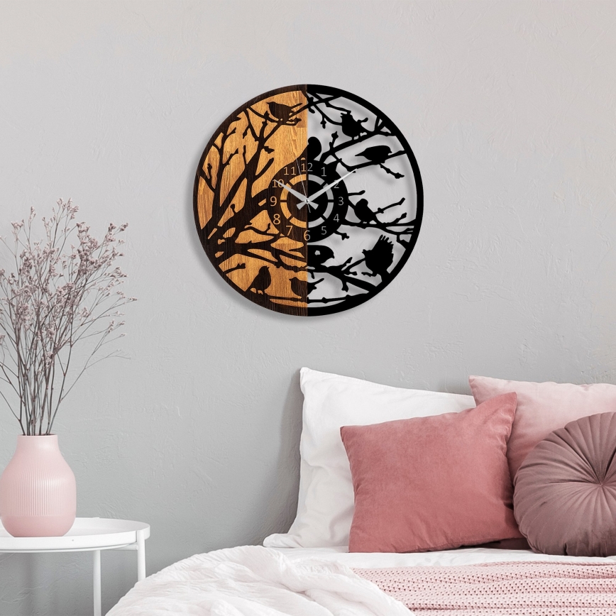 Wall clock d. 56 cm 1xAA wood/metal