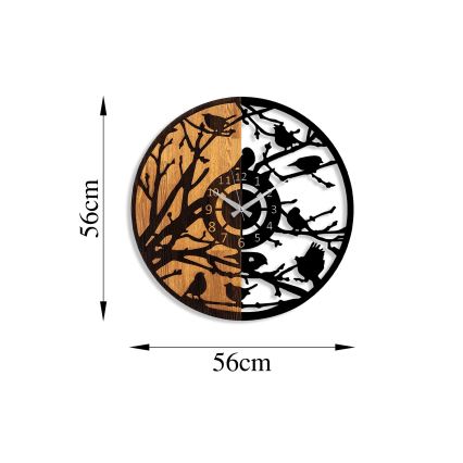 Wall clock d. 56 cm 1xAA wood/metal