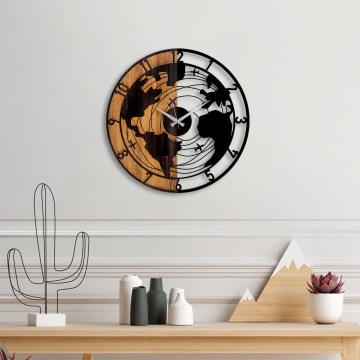Wall clock d. 56 cm 1xAA wood/metal
