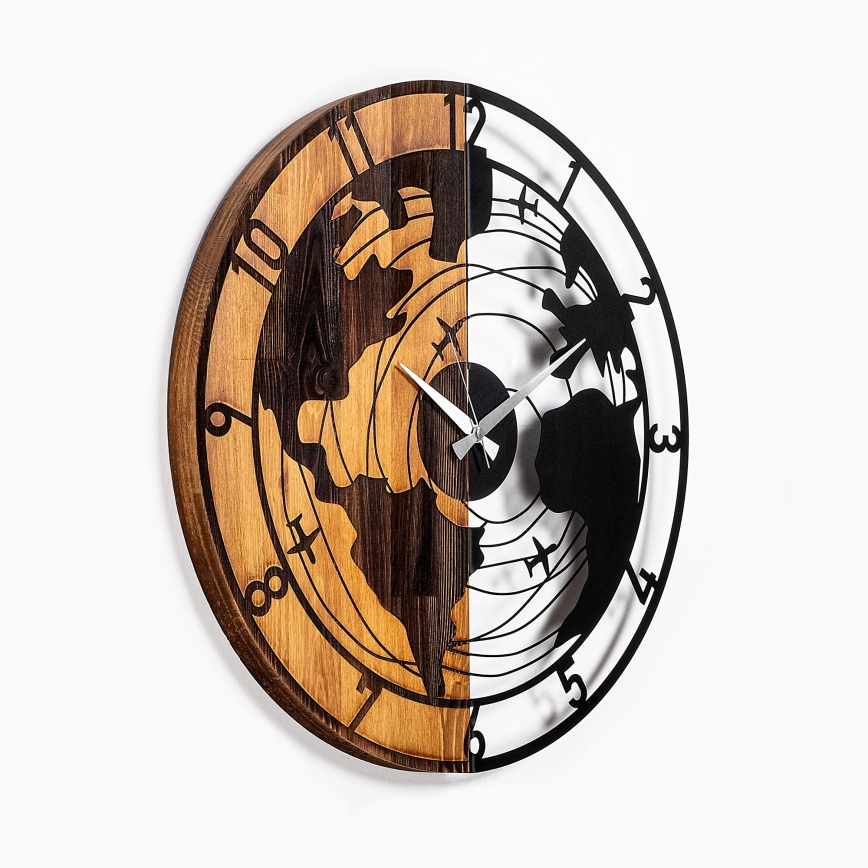 Wall clock d. 56 cm 1xAA wood/metal