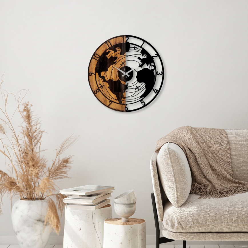 Wall clock d. 56 cm 1xAA wood/metal