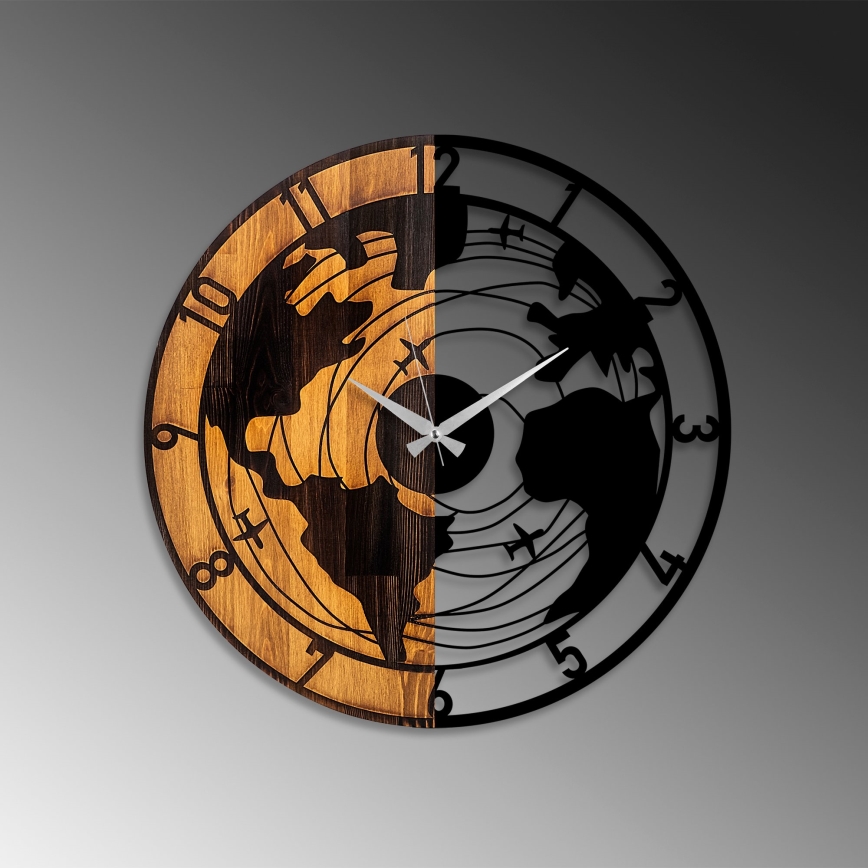 Wall clock d. 56 cm 1xAA wood/metal