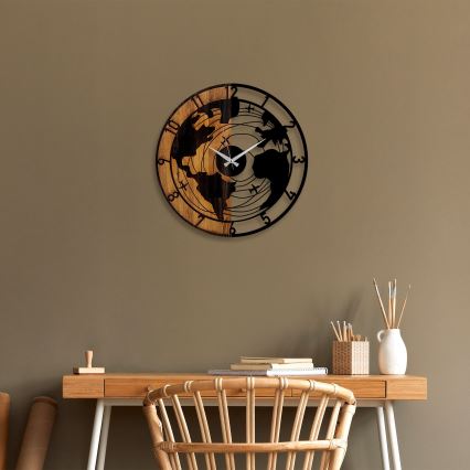 Wall clock d. 56 cm 1xAA wood/metal