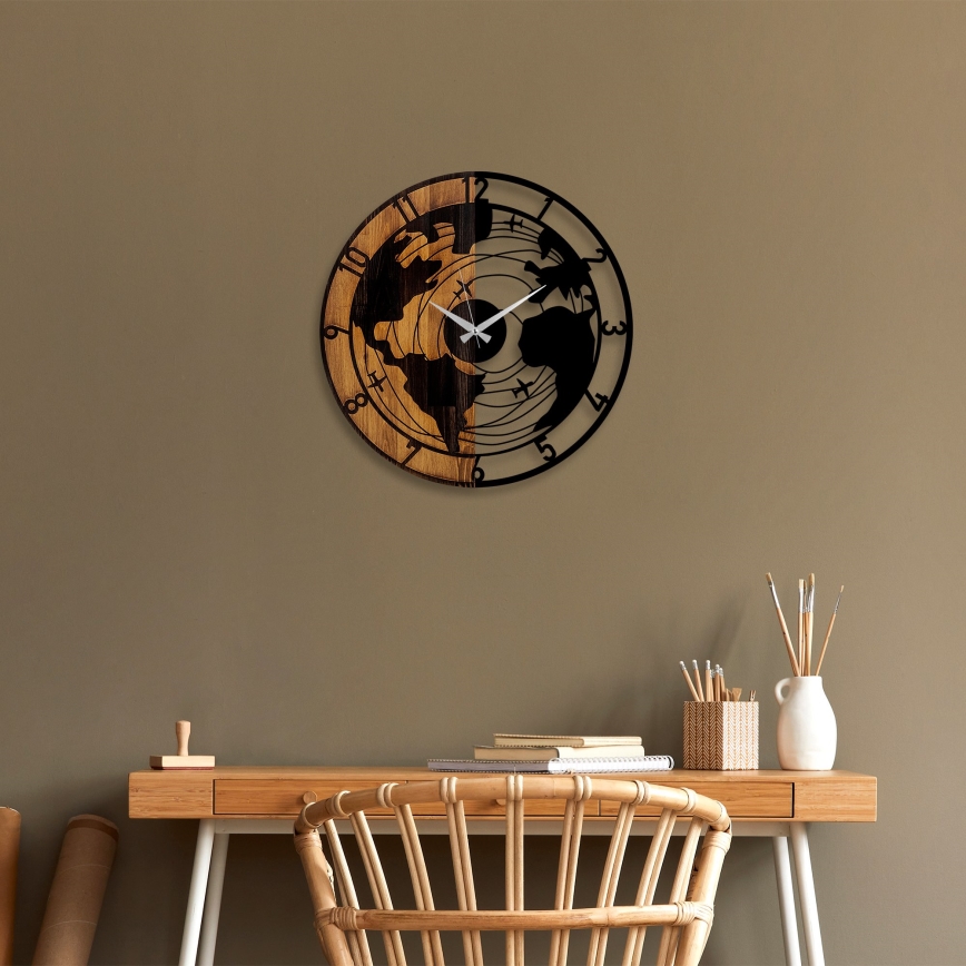 Wall clock d. 56 cm 1xAA wood/metal