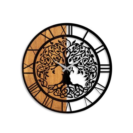 Wall clock d. 56 cm 1xAA wood/metal