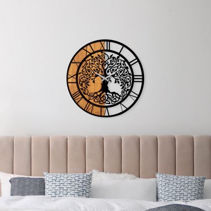 Wall clock d. 56 cm 1xAA wood/metal
