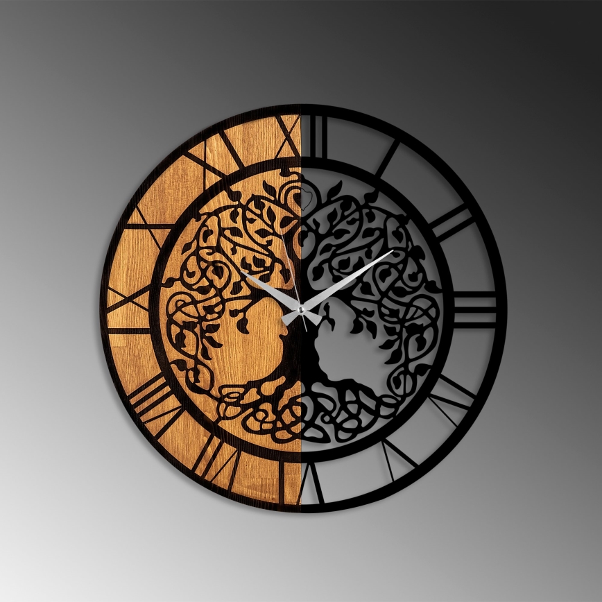 Wall clock d. 56 cm 1xAA wood/metal