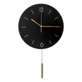 Wall clock with pendulum d. 30 cm 1xAA black/gold