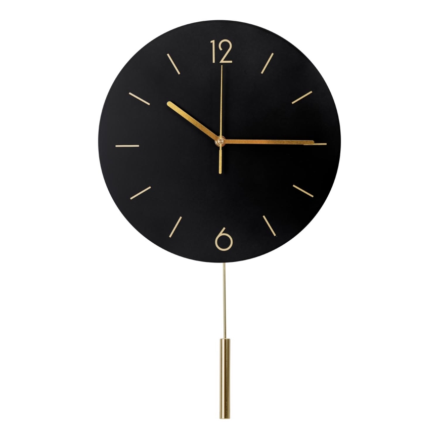 Wall clock with pendulum d. 30 cm 1xAA black/gold