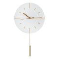 Wall clock with pendulum d. 30 cm 1xAA white/gold