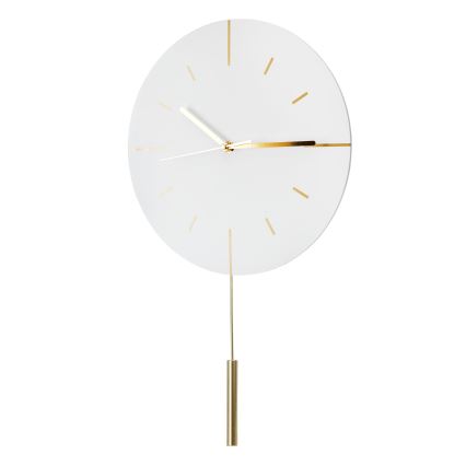 Wall clock with pendulum d. 30 cm 1xAA white/gold