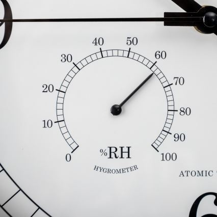 Wall clock with thermometer and humidity meter d. 30 cm 1xAA black/white