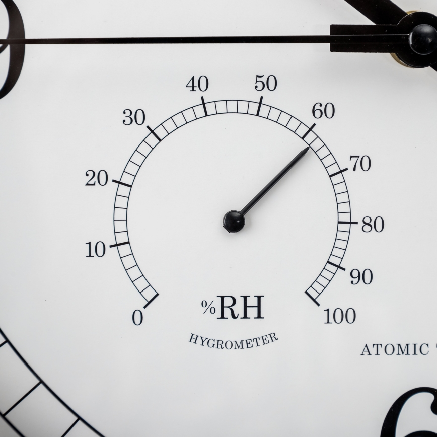 Wall clock with thermometer and humidity meter d. 30 cm 1xAA black/white