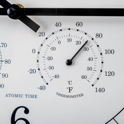Wall clock with thermometer and humidity meter d. 30 cm 1xAA black/white