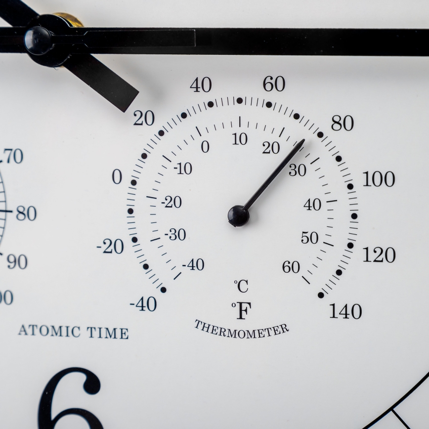 Wall clock with thermometer and humidity meter d. 30 cm 1xAA black/white