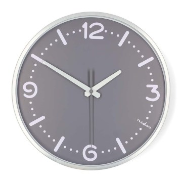 Wall clock Ø 30.5 cm, 1x AA, matte chrome