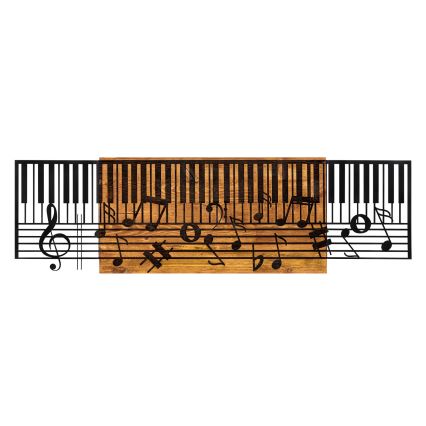 Wall decoration 100x30 cm piano wood/metal