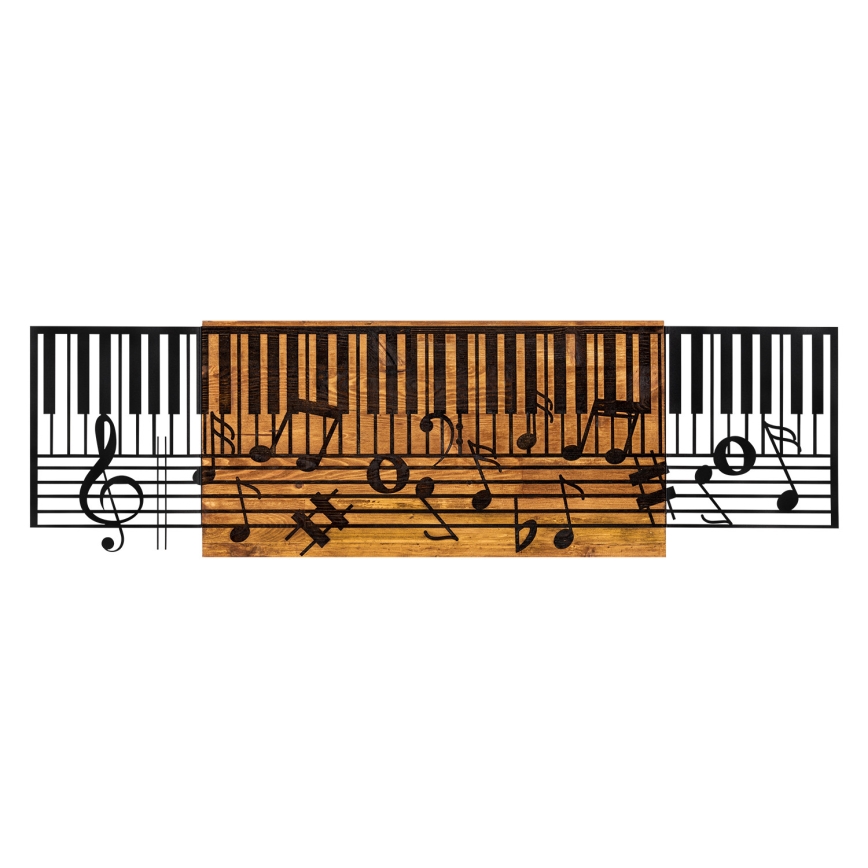 Wall decoration 100x30 cm piano wood/metal