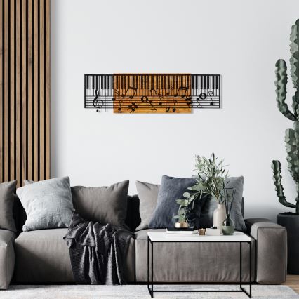 Wall decoration 100x30 cm piano wood/metal