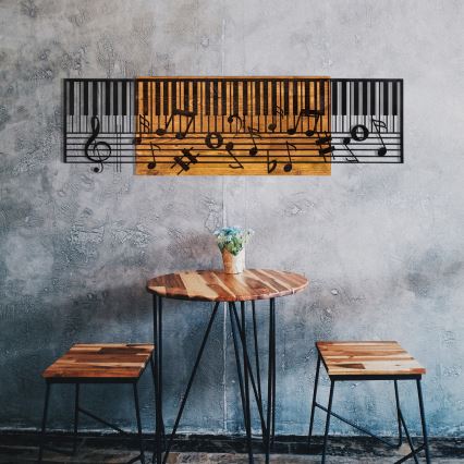 Wall decoration 100x30 cm piano wood/metal