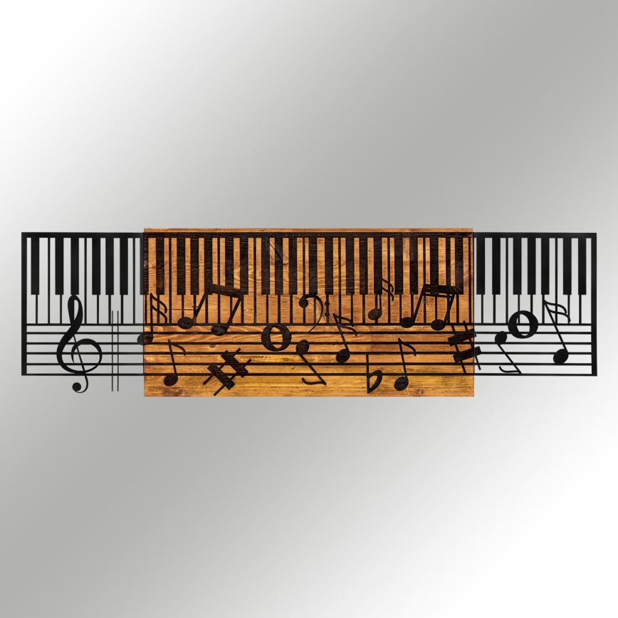Wall decoration 100x30 cm piano wood/metal