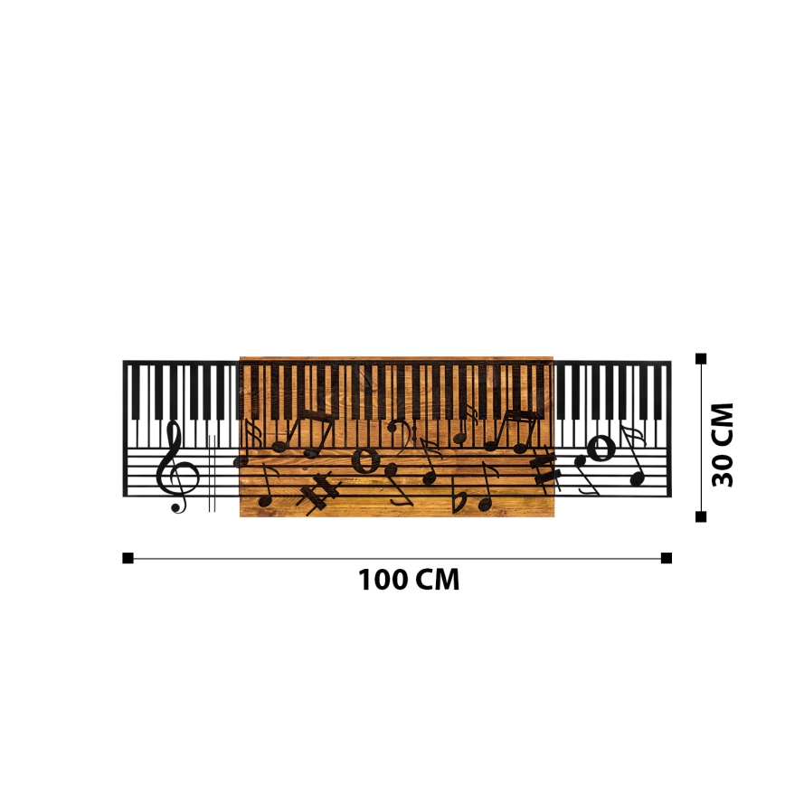 Wall decoration 100x30 cm piano wood/metal