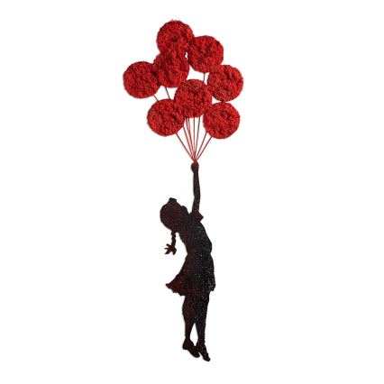 Wall decoration 100x34 cm girl metal/moss