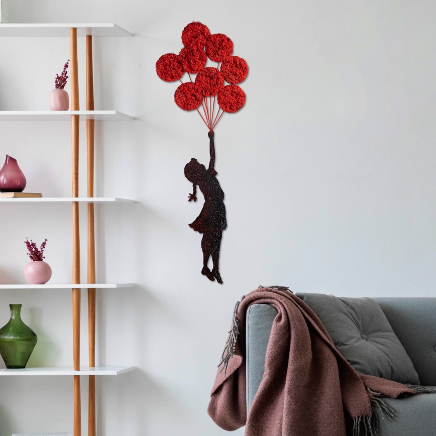Wall decoration 100x34 cm girl metal/moss