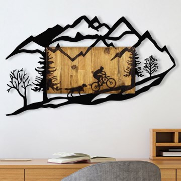 Wall decoration 110x65 cm bike ride wood/metal