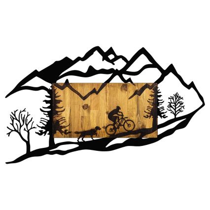 Wall decoration 110x65 cm bike ride wood/metal