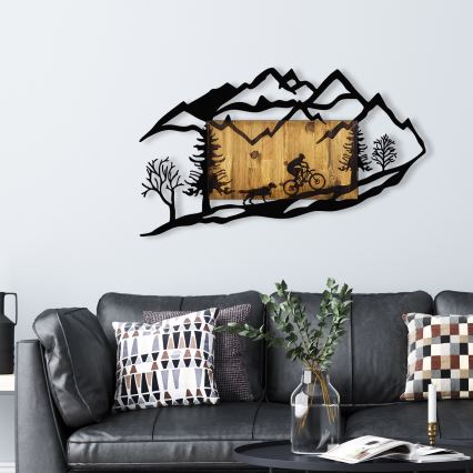 Wall decoration 110x65 cm bike ride wood/metal