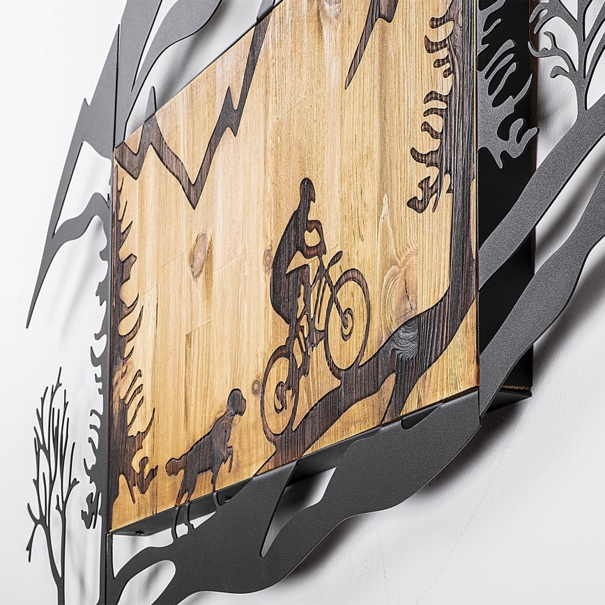 Wall decoration 110x65 cm bike ride wood/metal