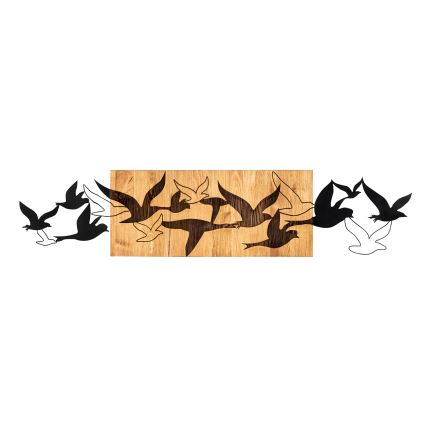 Wall decoration 111x25 cm birds wood/metal