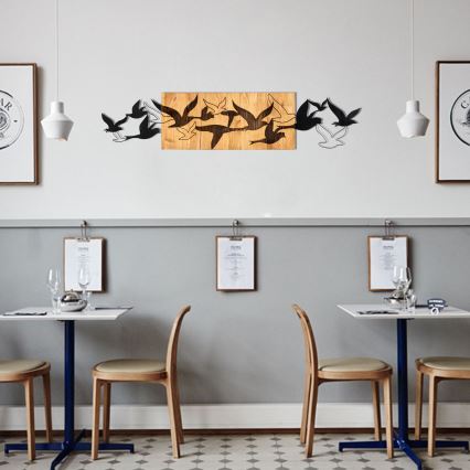 Wall decoration 111x25 cm birds wood/metal