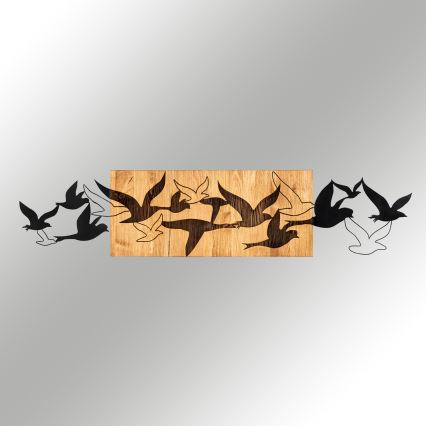 Wall decoration 111x25 cm birds wood/metal