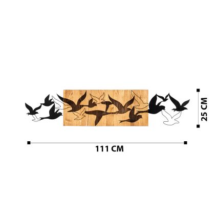Wall decoration 111x25 cm birds wood/metal