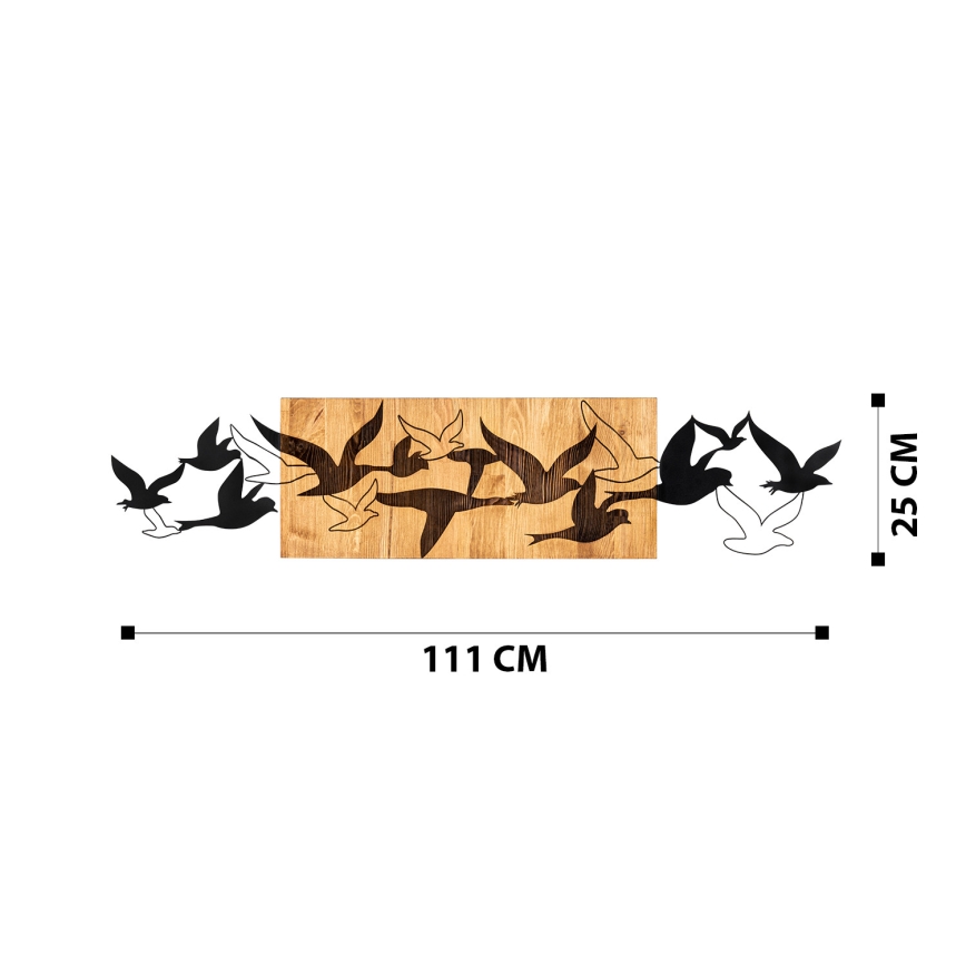 Wall decoration 111x25 cm birds wood/metal