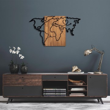 Wall decoration 118x70 cm map wood/metal