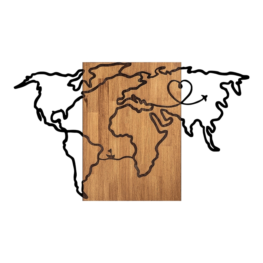 Wall decoration 118x70 cm map wood/metal