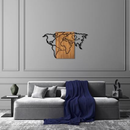 Wall decoration 118x70 cm map wood/metal