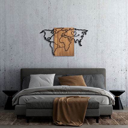Wall decoration 118x70 cm map wood/metal