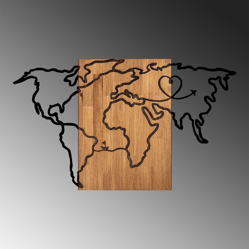 Wall decoration 118x70 cm map wood/metal