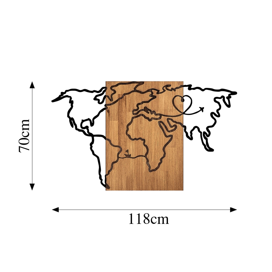 Wall decoration 118x70 cm map wood/metal