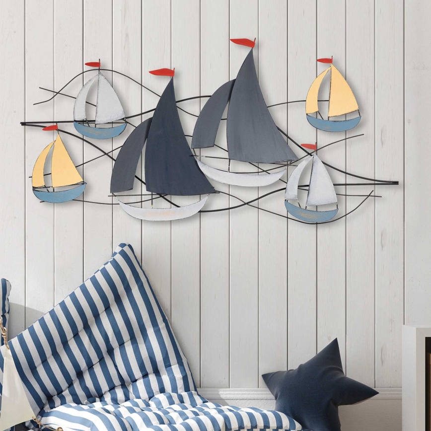 Wall decoration 120x60 cm sailing boats metal