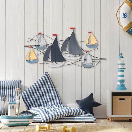 Wall decoration 120x60 cm sailing boats metal